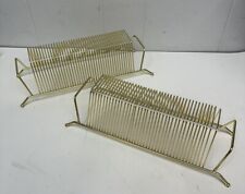 2x Vintage Mid Century Metal Wire Rack Record Album 45's Holder Stand 40 Slots picture