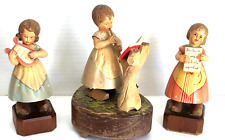 Vintage Toriart Reuge Music Box & Figurines Brahms Lullaby Girl Flute Harp Sing picture