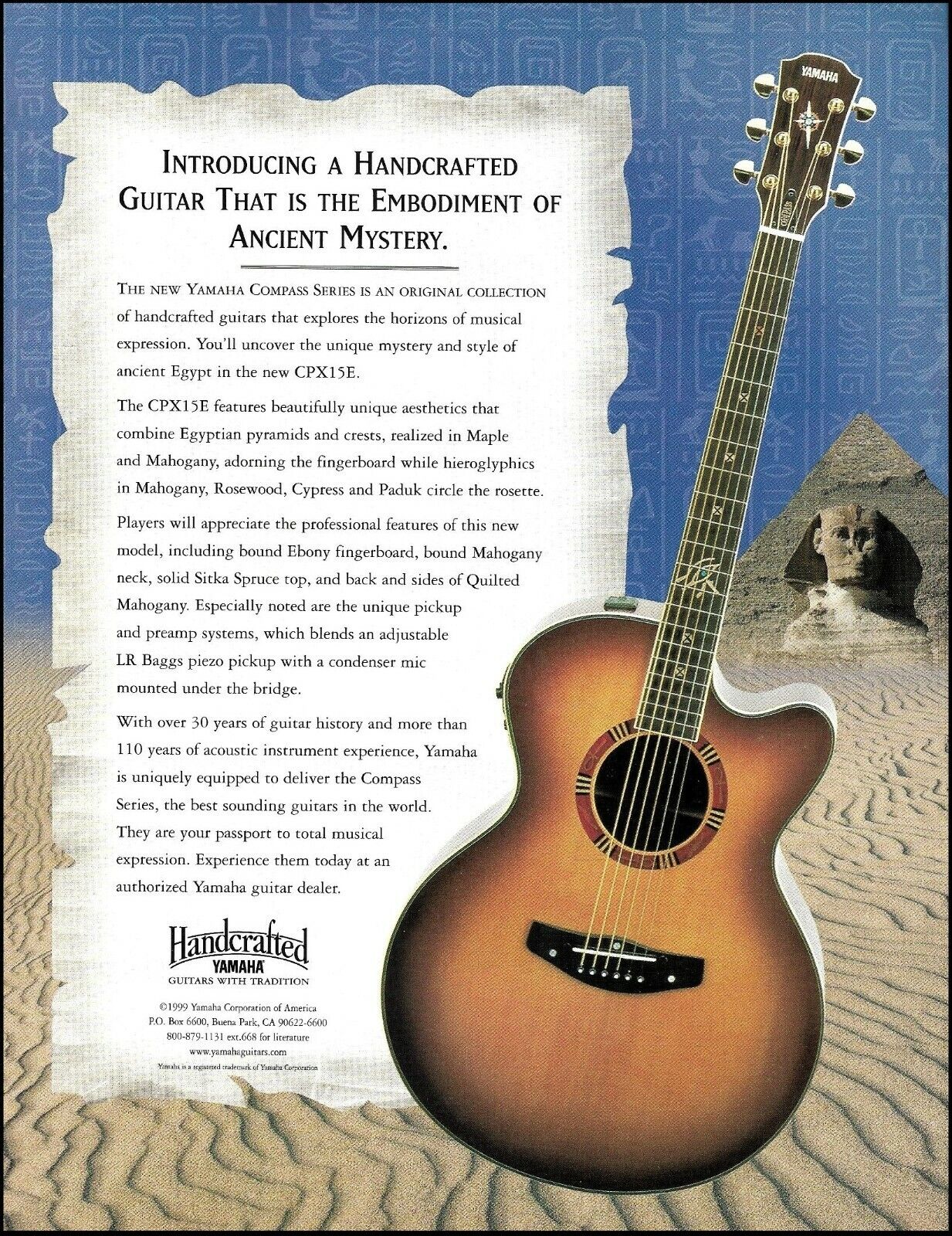 Yamaha Acoustic Guitar Compass Series CPX-15E 2000 advertisement 1999 ad print