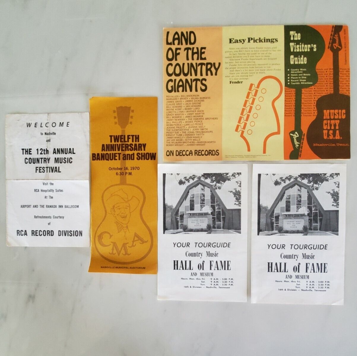 Vintage Country Music Hall of Fame and other Country Music Brochures - Nashville