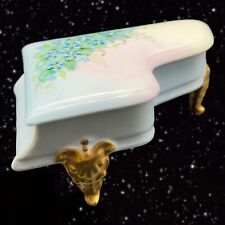 Vintage Hand Painted Trinket Jewelry Box Ceramic Piano Musical Instrument 2.5”T picture