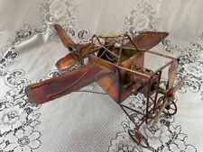 Vintage Copper Tin Propeller Biplane Airplane Music Box: Plays Wild Blue Yonder picture