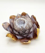 Druzy Agate Hand Carved Lotus Flower, Crystal Lotus Flower, Unique Gift Idea picture