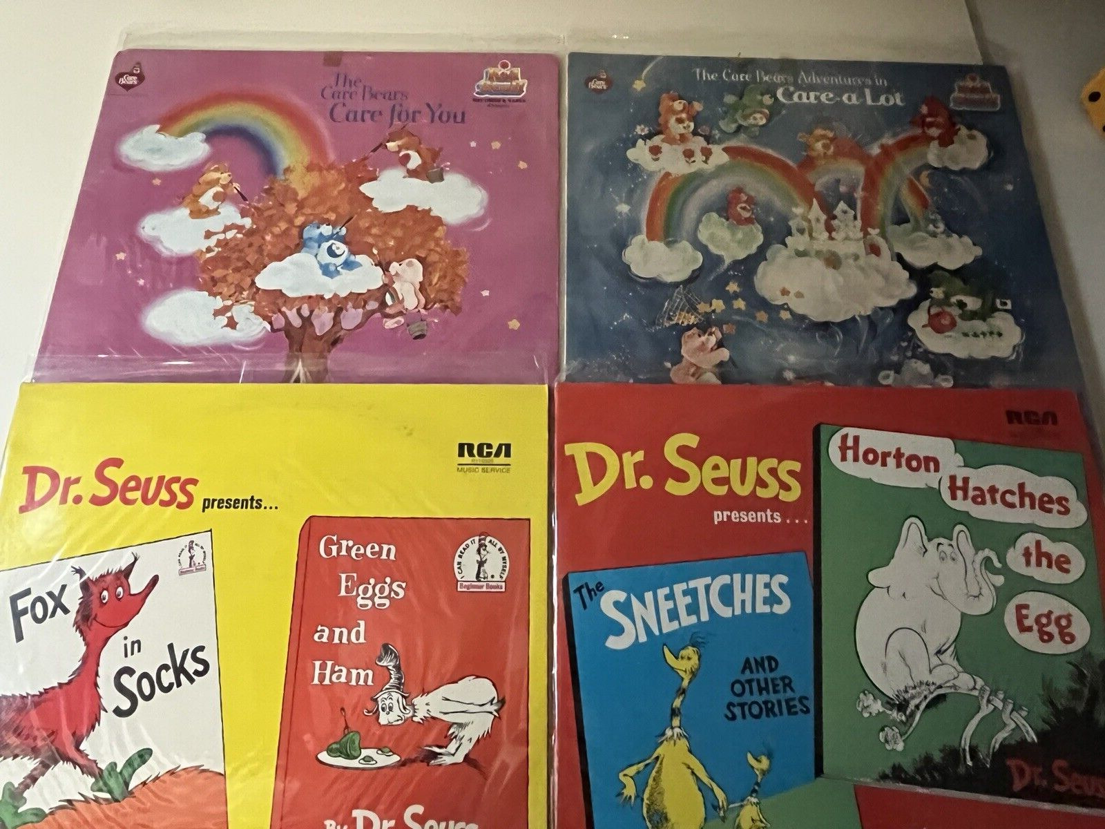 RARE Vintage Care Bear/Dr. Seuss Children\'s LP Vinyl Record lot of (4)