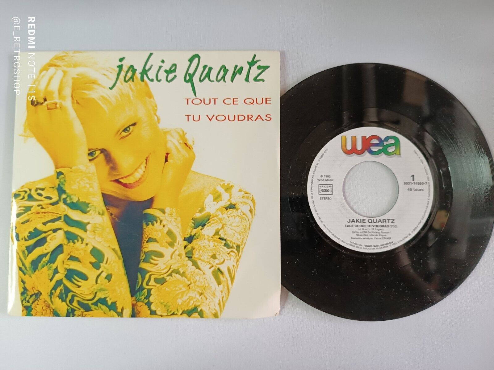 Vinyl 45 RPM Disk 45T Jacquie Quartz Tout Ce Que One Size Want Vintage Sp