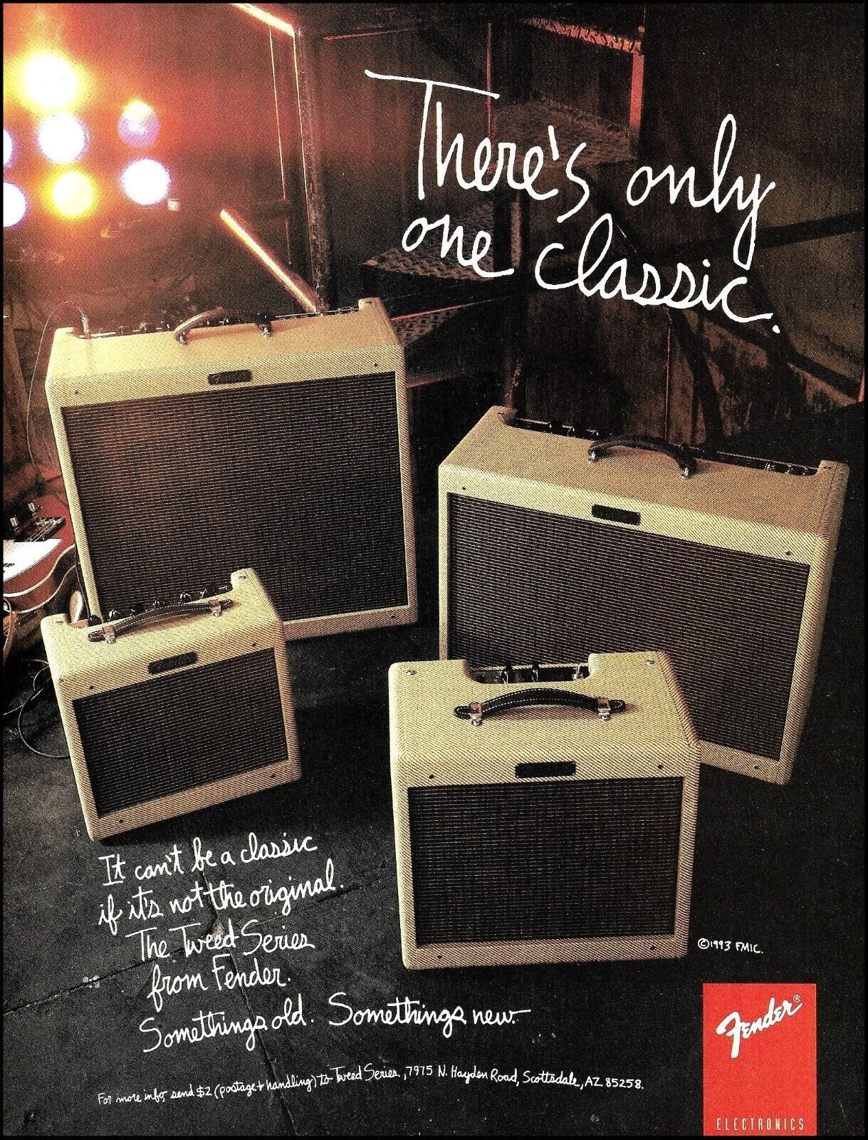 Fender Tweed Series guitar amplifier advertisement 1993 original amp ad print