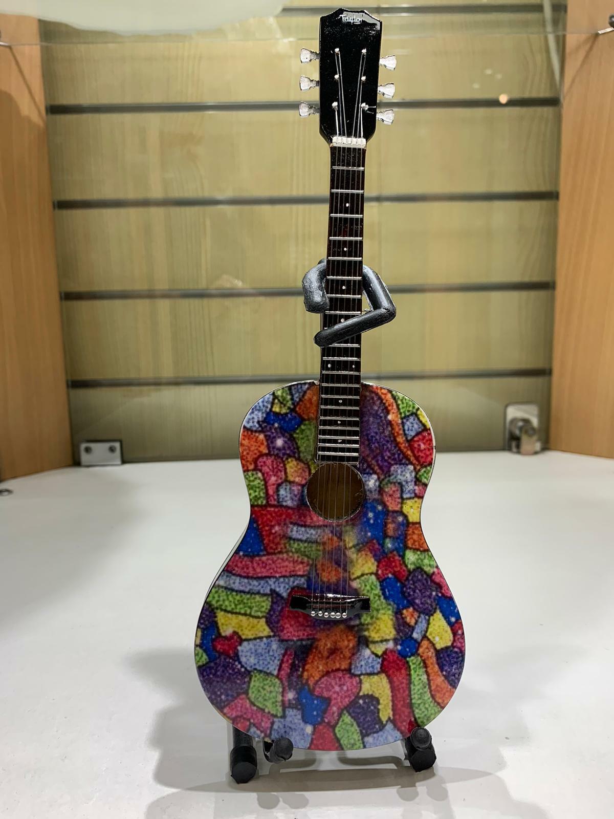 Miniature Guitar (24cm Tall) : Dolly Parton Coat Of Many Colors Acoustic Guitar