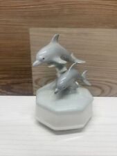 Vintage Dolphins Porcelain Music Box Otagiri Japan Plays Pearly Shells picture