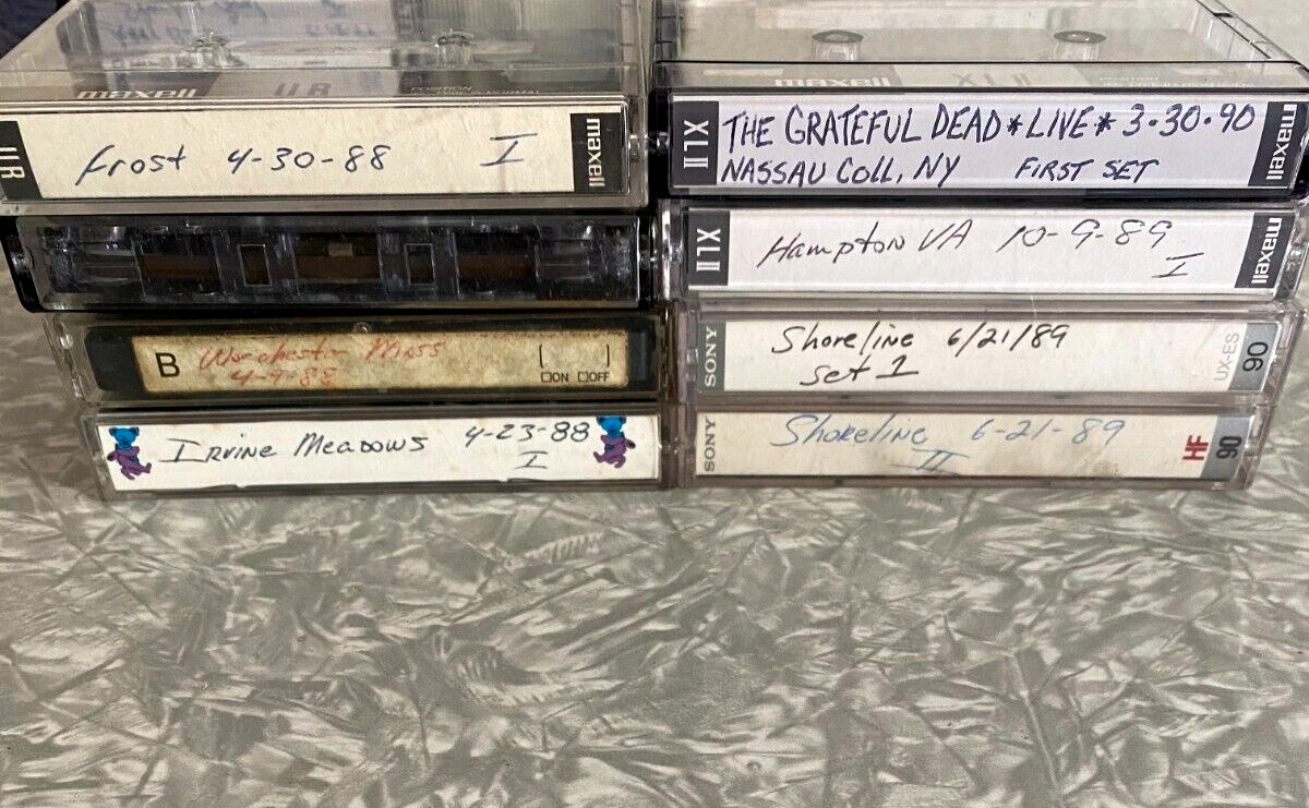 8 Grateful Dead Live Cassette Lot 1988 thru 1990 Frost Irvine Shoreline Nassau