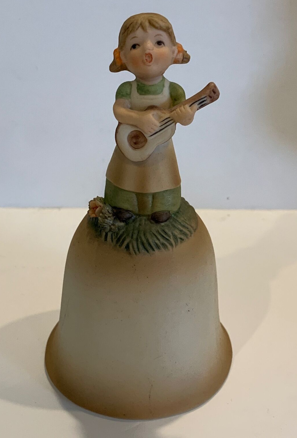 Vintage Napcoware Girl Guitar Bell - Taiwan - 5” - Hand Decorated
