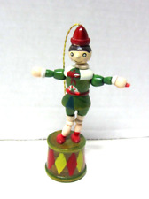 Vintage Christmas Wooden Push and Collapse Puppet Toy Ornament Drum Base picture