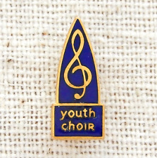Youth Choir Pin Vintage Abingdon Press Treble Clef Music Blue Enamel Gold Tone picture