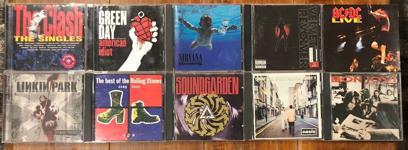 Classic Rock/Alt Rock CD Lot of 10 - Bon Jovi, Nirvana, AC DC, Green Day