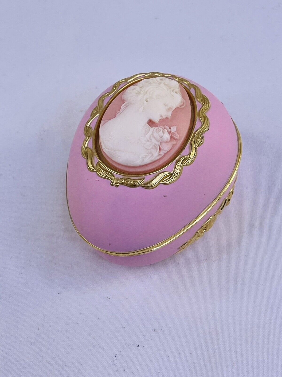 Vintage San Francisco Music Box Company Pink Oval Egg Japan Somewhere In Time