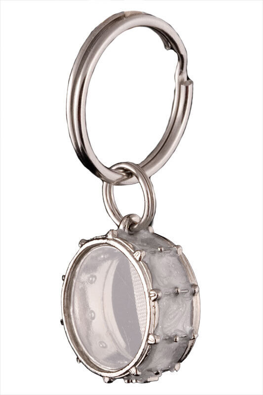 Keychain Snare Drum Silver and White