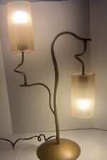VTG Italian Style Metal Table Lamp Tree Branch Design Frosted Glass Shades 24” picture