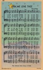 Postcard UT Utah We Love Thee Music & Lyrics 1939 Linen Vintage PC G7518 picture