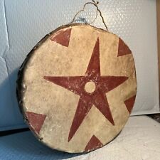 **AWESOME OLD VINTAGE NATIVE AMERICAN RAWHIDE HAND DRUM PRAYER DRUM NICE 2 sided picture