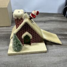 Vintage Sprouse Reitz Christmas Santa Climbing Chimney Music Box House Works picture