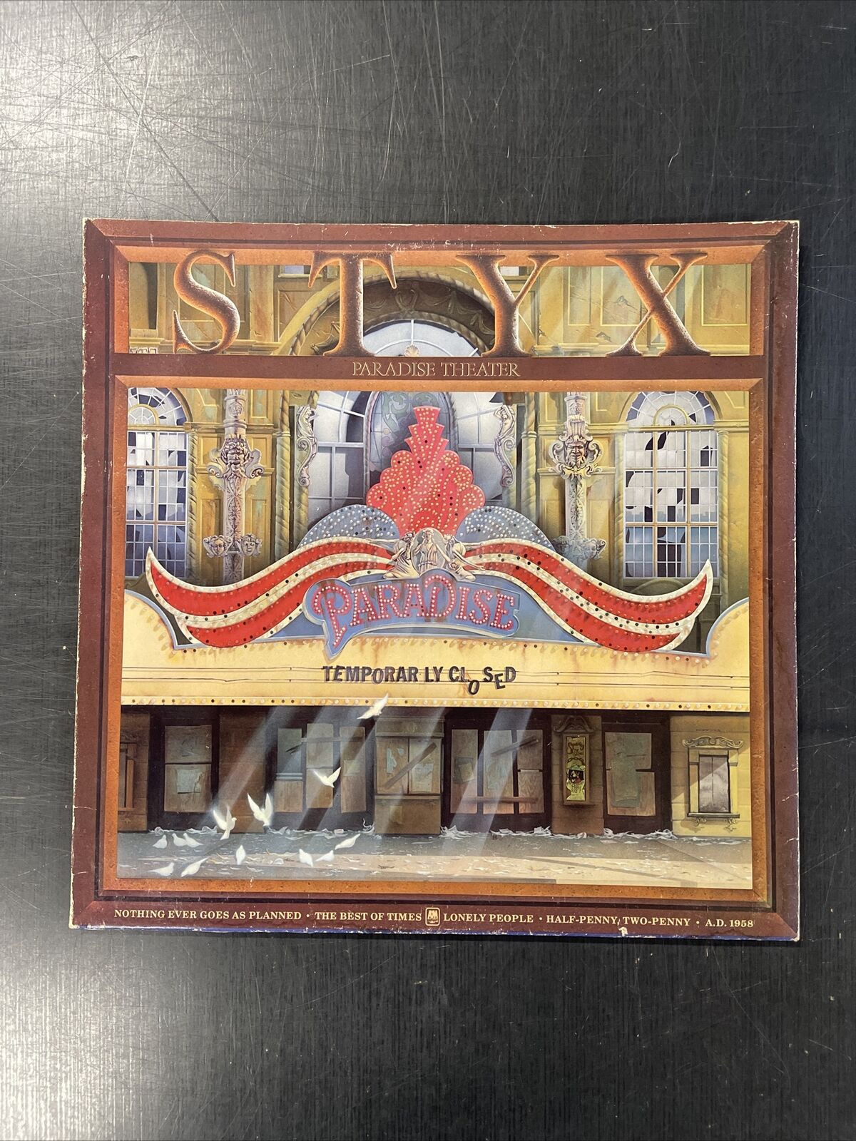 Vintage Styx Paradise Theater Etched Vinyl LP Record Album Nice Shape Original