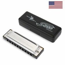 Swan Harmonica 10 Holes Key of C SILVER w/ Case Blues Harp Stainless Steel NEW picture