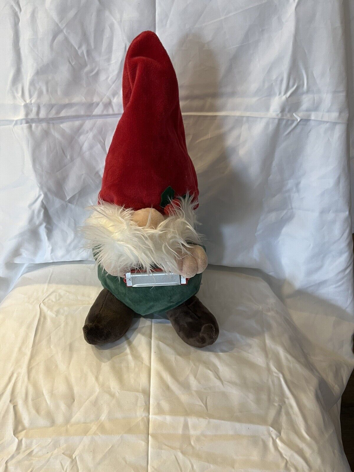Pan Asian Santa Gnome With Harmonica animated Taps Foot Songs Santa Claus 14”