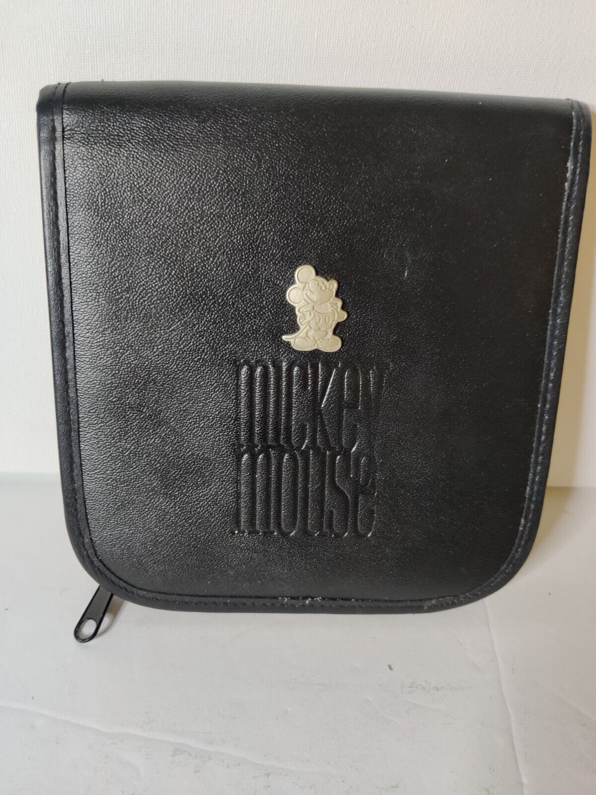 Disney Store Mickey Mouse Leather CD Case Zipper 6 Sleeves Holds 12