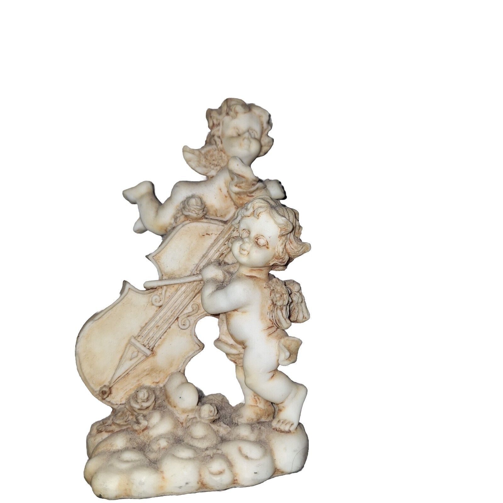Vintage abstract statue of cherub angels playing music