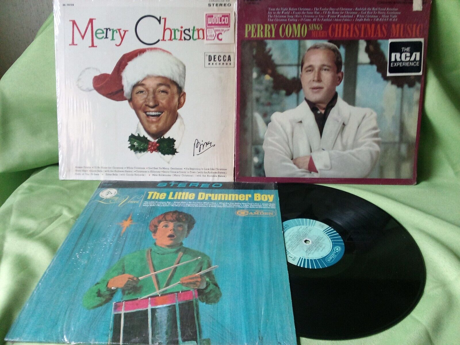Christmas Vinyl Records w/Shrink /Hype Bing Crosby Little Drummer Boy Perry Como
