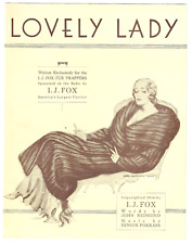 rare Vintage Advertisement Sheet Music LOVELY LADY 1934  I.J. FOX FUR TRAPPERS picture