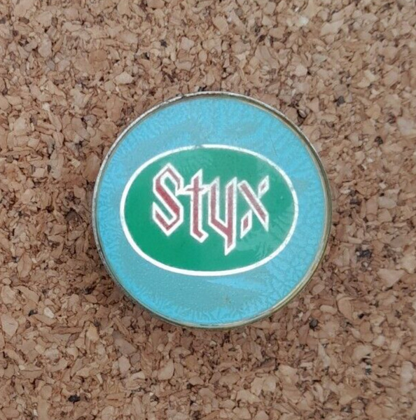 VTG 1980s STYX ROCK BAND PRISMATIC PIN BADGE