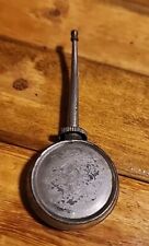 VINTAGE Military Style Banjo Shaped Round Green Metal Oil Can with Chain & Cap picture
