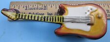 HANDPAINTED MINIATURE CHINA BOX W/ SURPRISE INSIDE -GUITAR - 1990'S NEW picture
