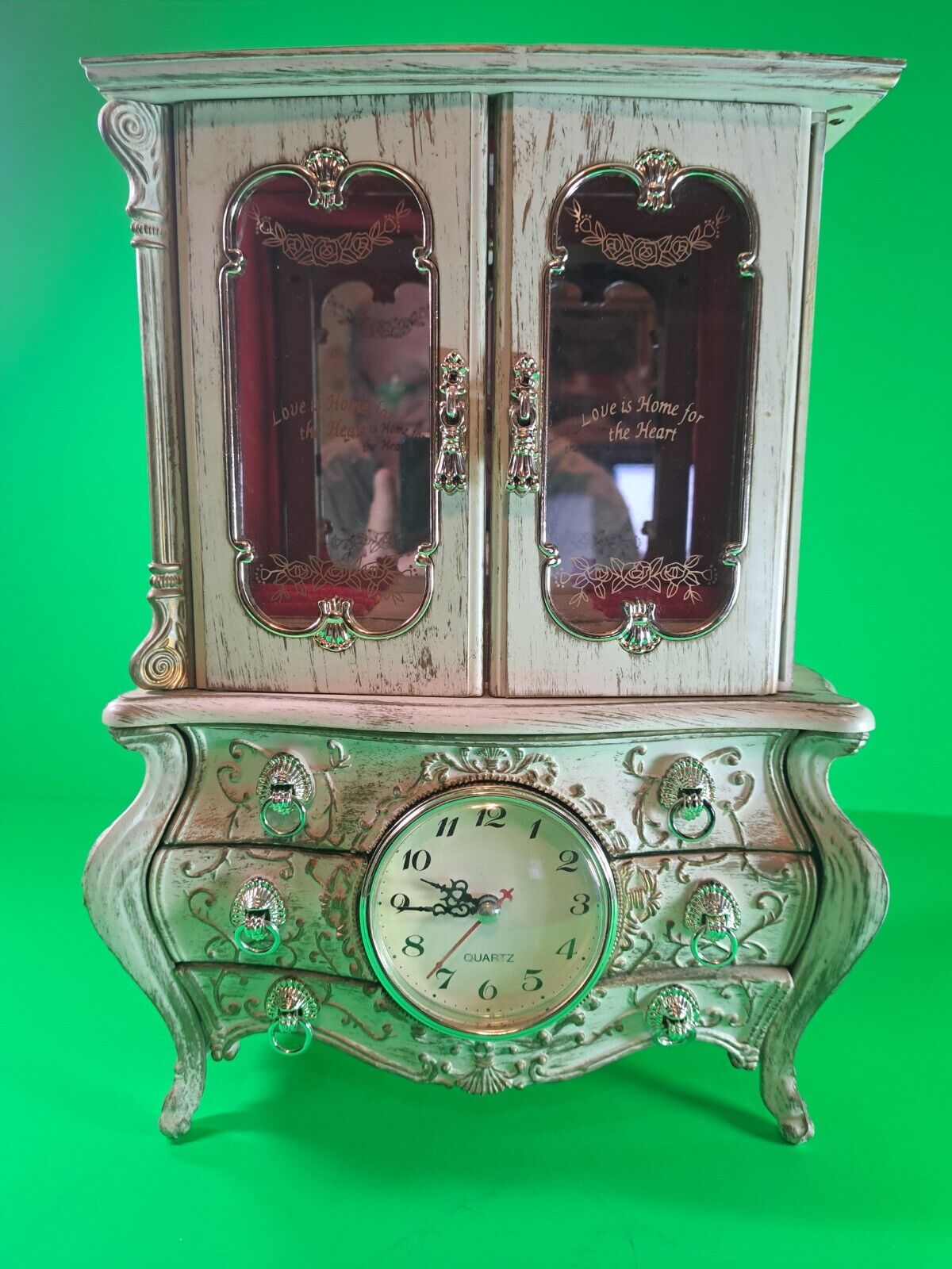 Vintage Ballerina Music Jewelry Box French style W/ Clock