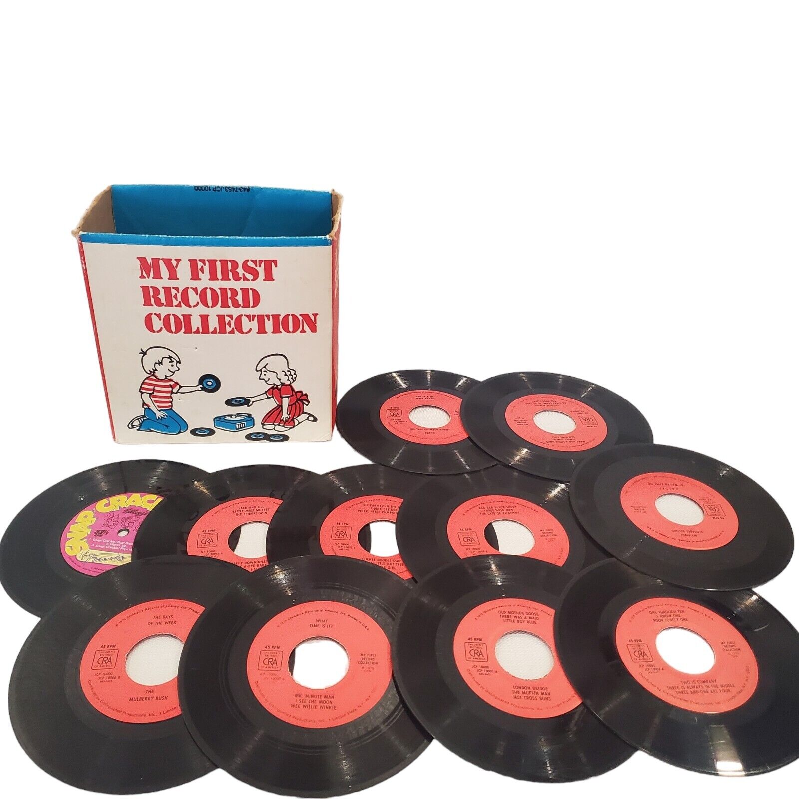 Vintage 1976 Lot Of 11 My Firat Record Collection 45RPM Vinyl Set Kids Classics