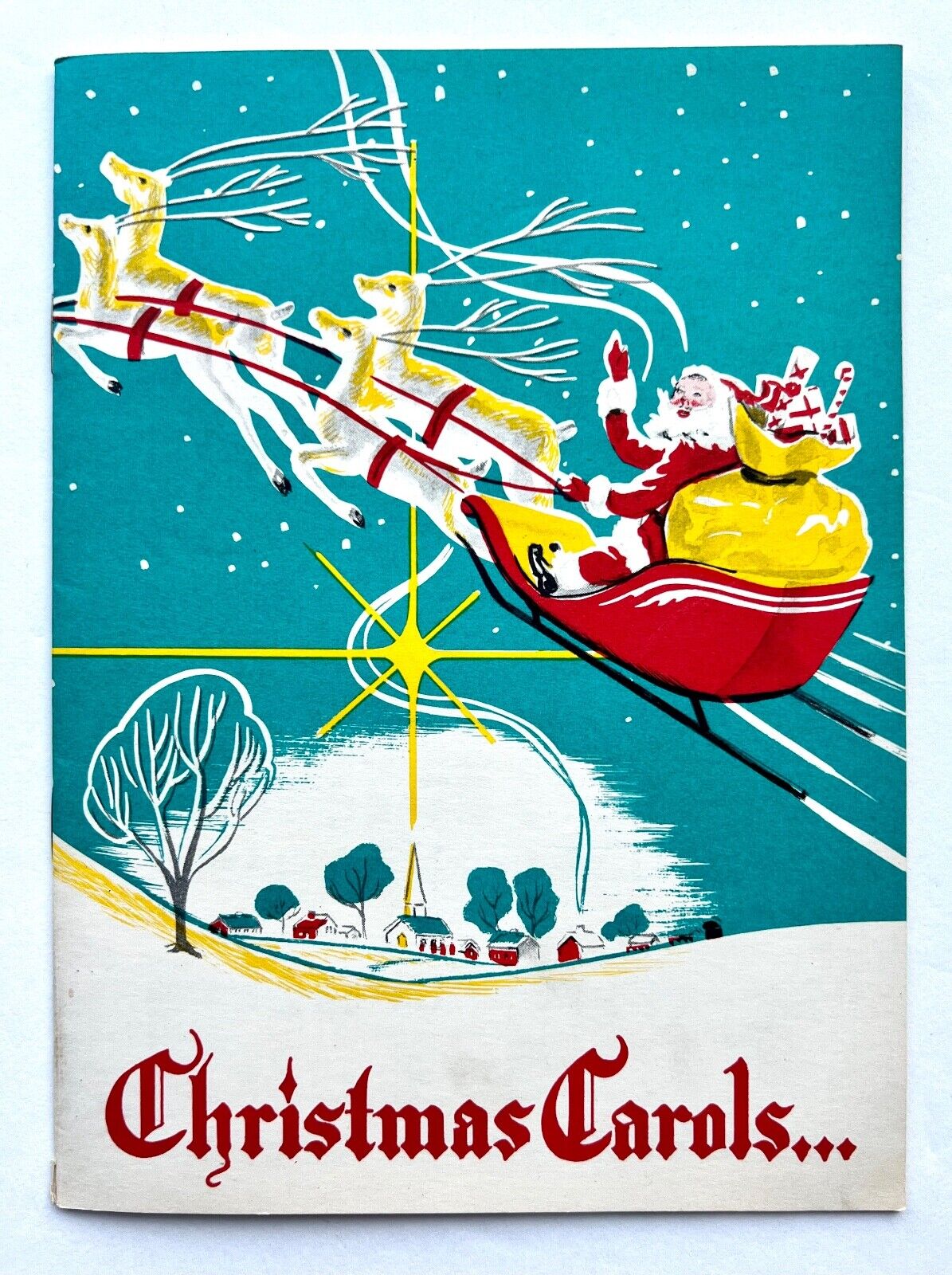 Vintage Christmas Carols Music Song Book MCM Advertising ME Santa Claus Sleigh