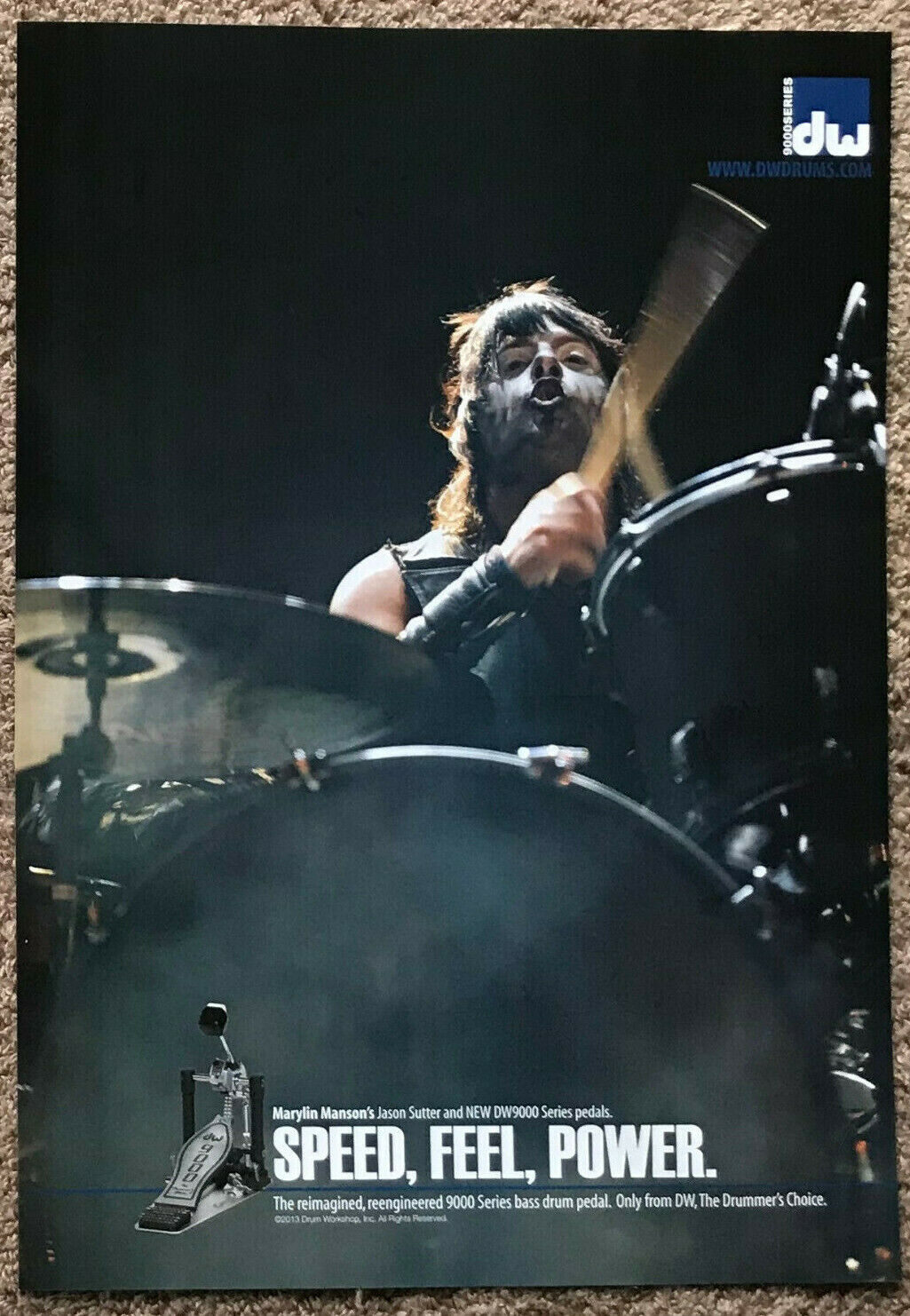 JASON SUTTER - DW DRUMS 2013 full page UK magazine ad MARILYN MANSON SMASH MOUTH