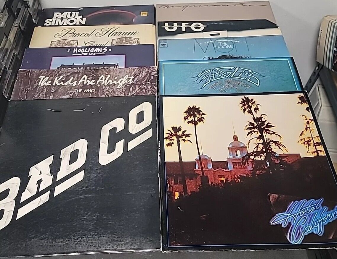 Lot of 10 Vtg Vinyl Albums: Eagles Bad Company The Who Paul Simon UFO