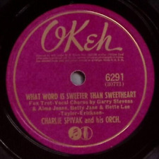 CHARLIE SPIVAK WHAT WORD IS SWEETER THAN SWEETHEART/IT'S SO OKEH 78 RPM 108-21 picture