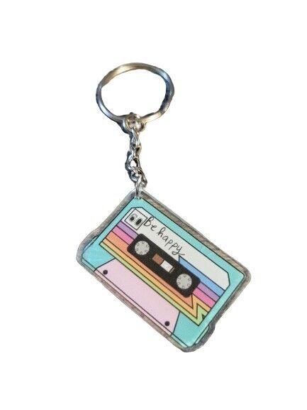 Retro 80s 90s Cassette Tape Keychain.