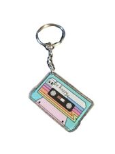 Retro 80s 90s Cassette Tape Keychain. picture