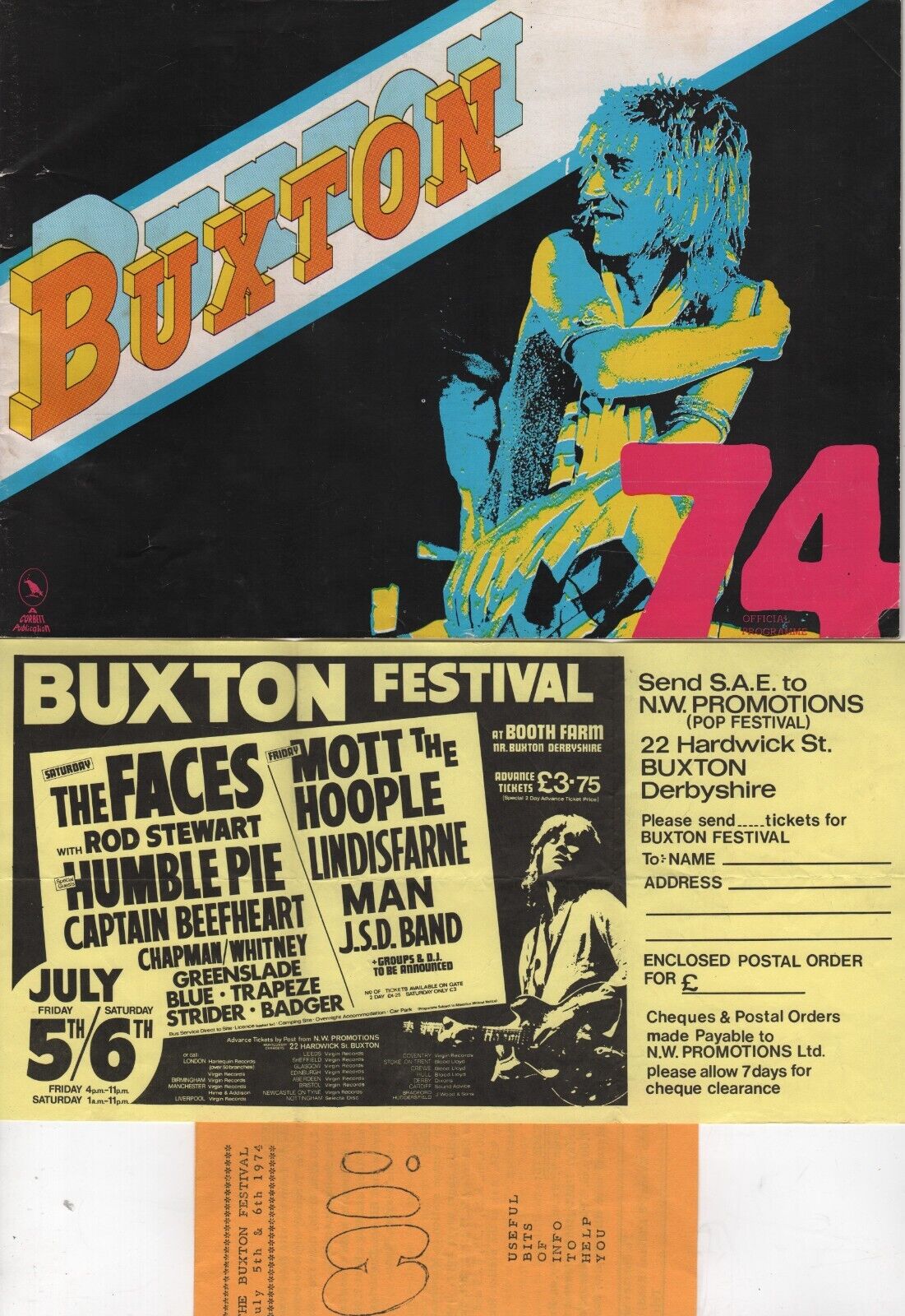 Buxton Festival Booth Farm Original Concert Programme & Flyer 1974 Vintage Rock