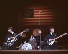 The Beatles concert by American Flag John George Ringo on drums Color 8x10 Photo picture
