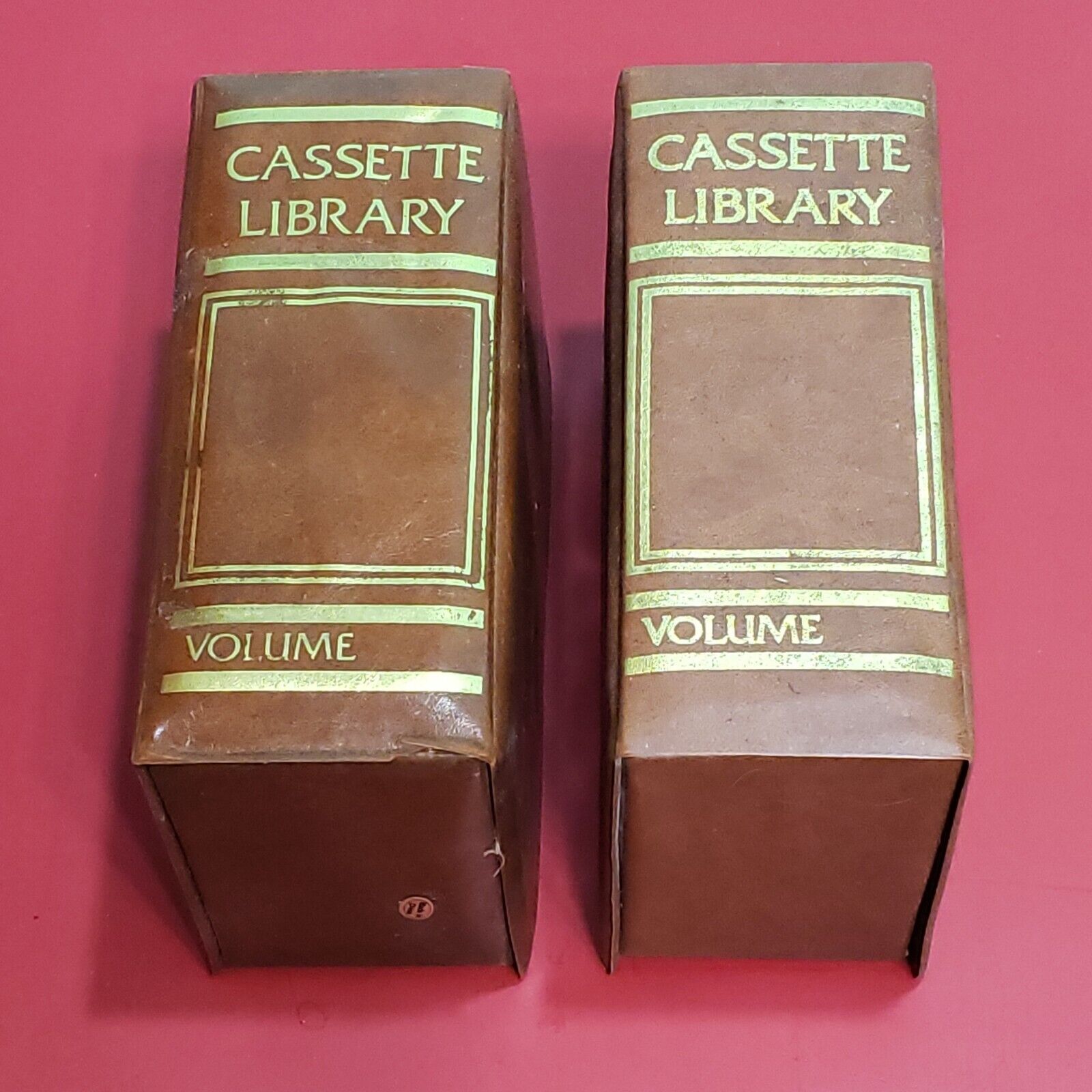 LOT of 2 Cassette Library Brown Tape Book Style Storage Case Holder Album 