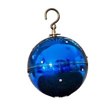 Vintage REUGE Ste Croix Blue Diamond Musical Ball Ornament Plays Silent Night picture