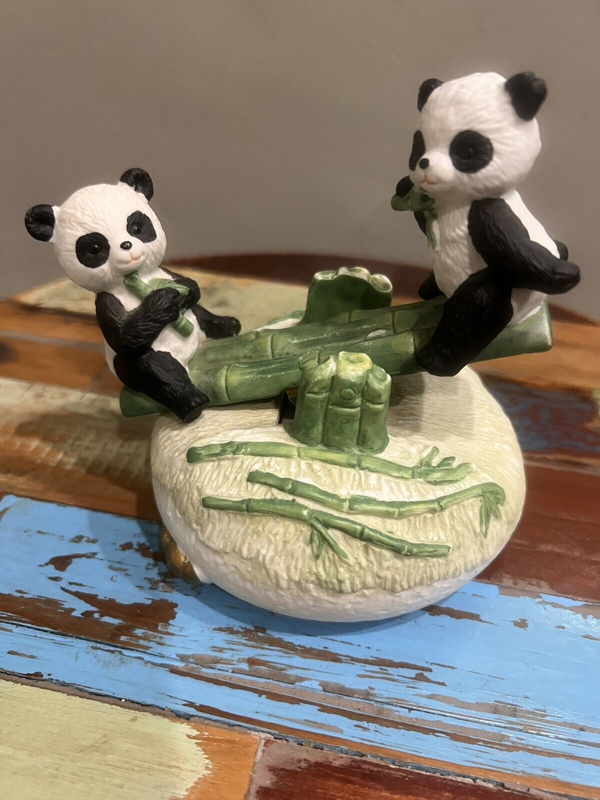 Vintage Panda Bears Musical Seesaw Plays Music And Moves Some Of The Time