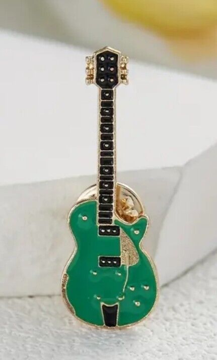 Music enamel pin - Electric Guitar in green - Australian Stock - Free Au Post