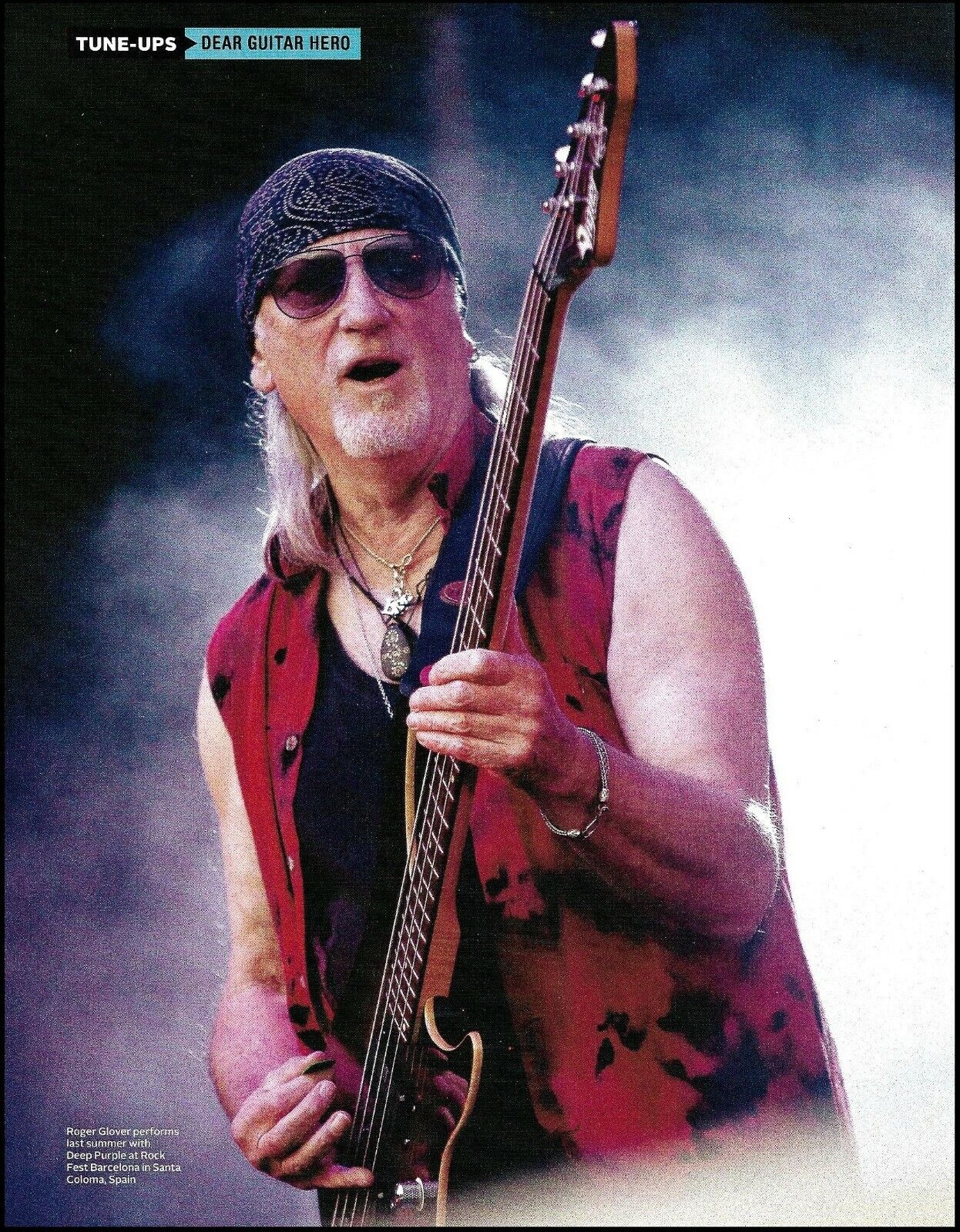 Deep Purple Roger Glover Vigier Bass Guitar 8 x 11 color pin-up photo print