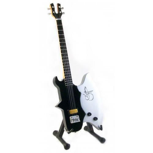 Miniature Bass Guitar KISS GENE SIMMONS Ax GIFT Memorabilia FREE STAND ART