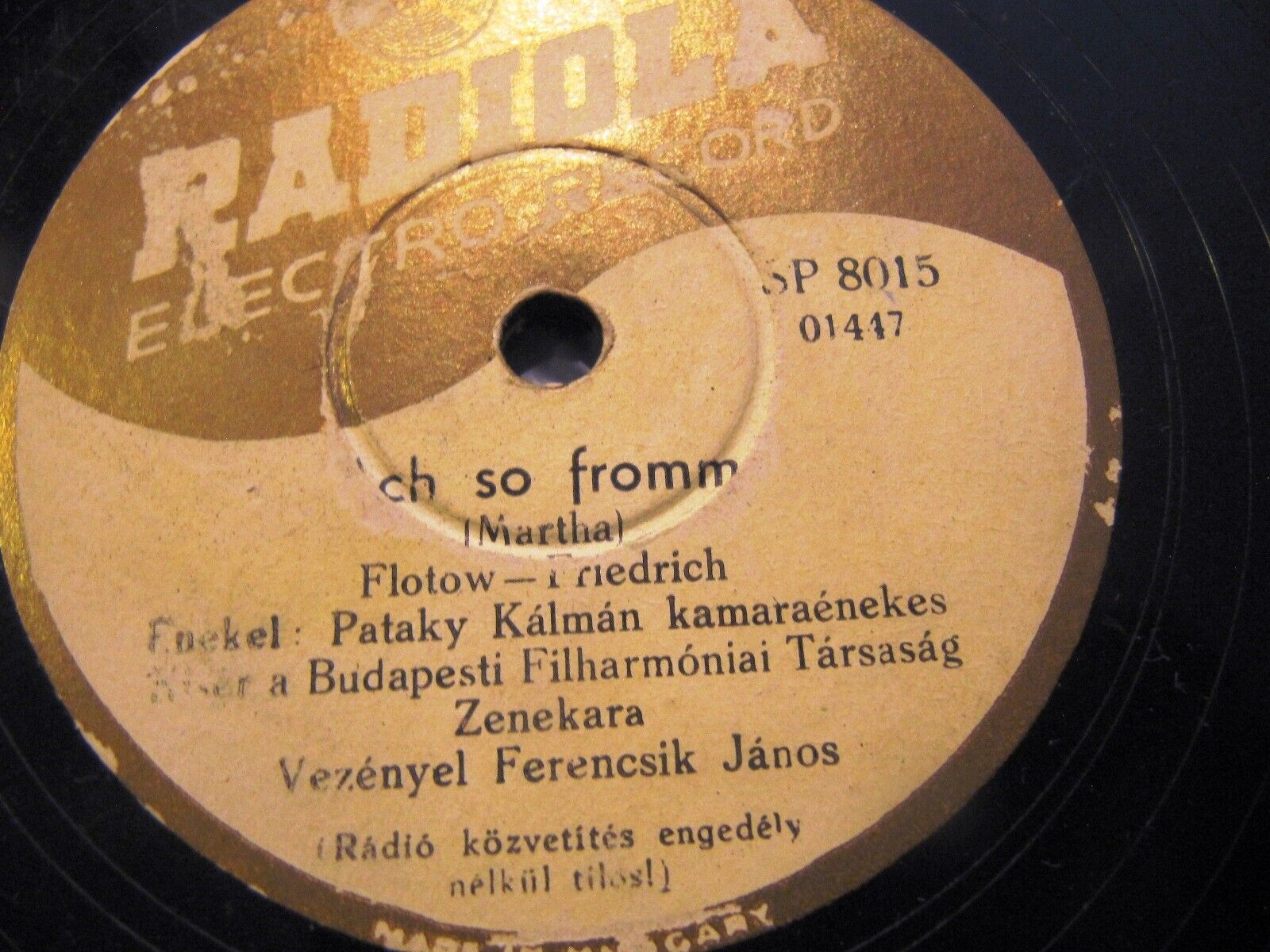 1927 RADIOLA RECORD Koloman v PATAKY Marta M Appari/ Una Furtiva Janos Ferencsik